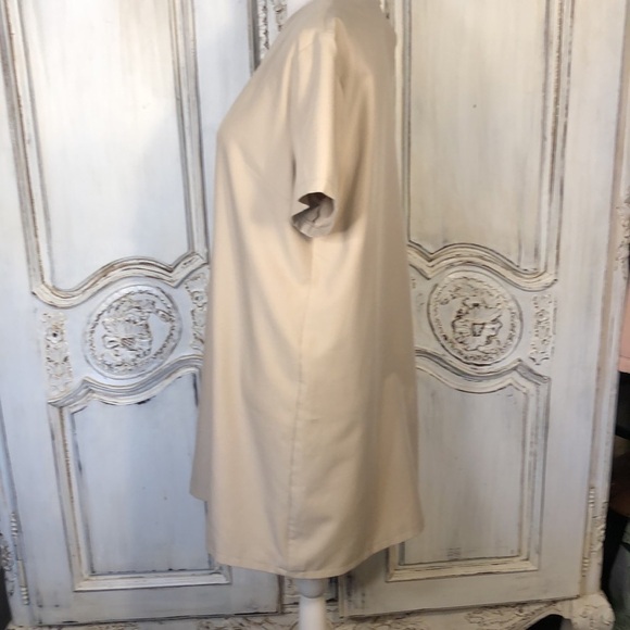 AEL Amy Enjoy Life Minimalist Short Sleeved Deep V Neck Full Cut Sheath Dress - Picture 7 of 13